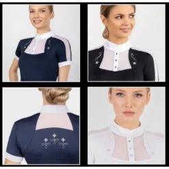 Fair Play Women's Lorella Short Sleeve Competition Shirt - Black/White -Kensington Shop 594378 800 800