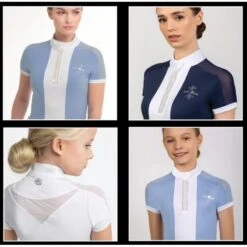 Fair Play Women's Claire Pearl Short Sleeve Competition Shirt - Black/White -Kensington Shop 594590 800 800