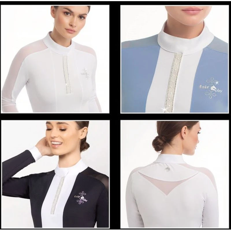 Fair Play Women's Claire Pearl Long Sleeve Competition Shirt - Blue 4 Fair Play Women's Claire Pearl Long Sleeve Competition Shirt - Blue - Image 4