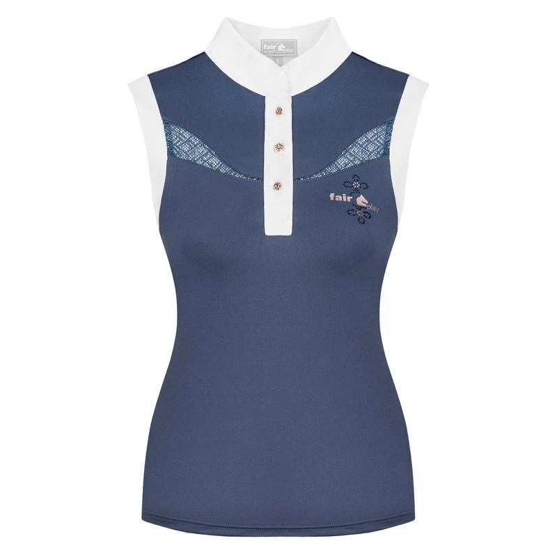 Fair Play Women's Cecile Rose Gold Sleeveless Competition Shirt - Steel Blue 1 Fair Play Women's Cecile Rose Gold Sleeveless Competition Shirt - Steel Blue