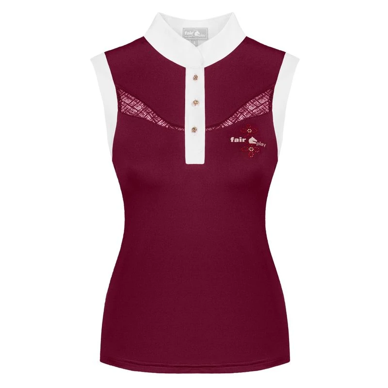 Fair Play Women's Cecile Rose Gold Sleeveless Competition Shirt - Burgundy 1 Fair Play Women's Cecile Rose Gold Sleeveless Competition Shirt - Burgundy