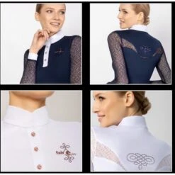Fair Play Women's Cecile Rose Gold Long Sleeve Competition Shirt - Navy -Kensington Shop 595154 800 800