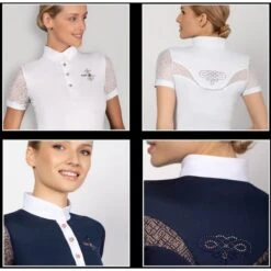 Fair Play Women's Cecile Rose Gold Short Sleeve Competition Shirt - Navy -Kensington Shop 595330 800 800