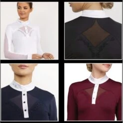 Fair Play Women's Cathrine Long Sleeve Competition Shirt - Burgundy/White -Kensington Shop 595830 800 800
