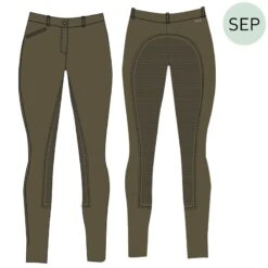 Horze Women's Active Full Seat Breeches - Dark Olive -Kensington Shop 600812 800 800