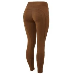 Horze Women's Active Winter Silicone Knee Patch Tights W/ Phone Pocket - Caramel Cafe