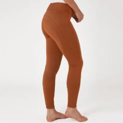Horze Women's Active Winter Silicone Knee Patch Tights W/ Phone Pocket - Caramel Cafe -Kensington Shop 600952 800 800