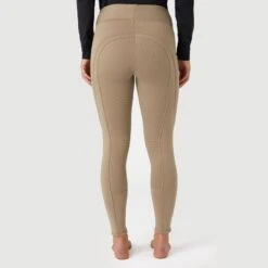 Horze Women's Active Winter Silicone Full Seat Tights W/ Phone Pockets - Desert Taupe -Kensington Shop 601086 800 800