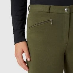 Horze Women's Active Knee Patch Breeches - Beetle Khaki Green -Kensington Shop 601126 800 800