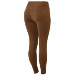 Horze Women's Active Winter Silicone Full Seat Tights W/ Phone Pockets - Caramel Cafe