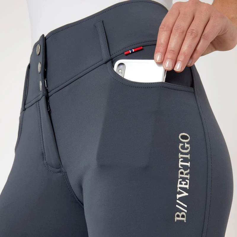 B Vertigo Women's Meghan High Waist Knee Patch Breeches - Dark Navy 2 B Vertigo Women's Meghan High Waist Knee Patch Breeches - Dark Navy - Image 2