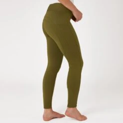 Horze Women's Active Winter Silicone Full Seat Tights W/ Phone Pockets - Dark Olive -Kensington Shop 601785 800 800
