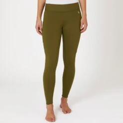 Horze Women's Active Winter Silicone Full Seat Tights W/ Phone Pockets - Dark Olive -Kensington Shop 601786 800 800