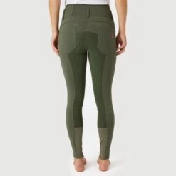 Horze Women's Tara High Waist Breeches Leather Full Seat - Beetle Khaki Green -Kensington Shop 601887 800 800