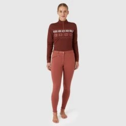 Horze Women's Active Full Seat Breeches - Marsala Red -Kensington Shop 602034 800 800