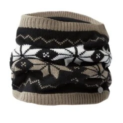 Horze Emily Snowflake Knitted Infinity Scarf - Black/Desert Taupe