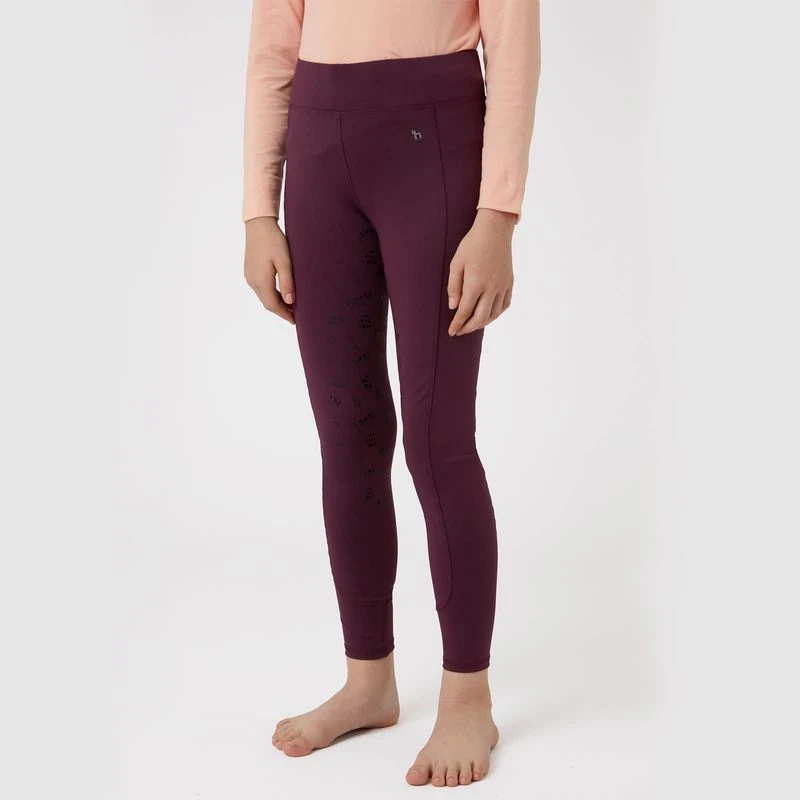 Horze Kids' Morgan Full Seat Riding Tights - Fig Purple 2 Horze Kids' Morgan Full Seat Riding Tights - Fig Purple - Image 2