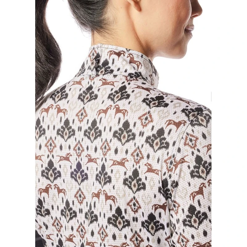 Kerrits Women's Always Cool Print Ice Fil Short Sleeve Shirt - Tan Painted Horse/Black 4 Kerrits Women's Always Cool Print Ice Fil Short Sleeve Shirt - Tan Painted Horse/Black - Image 4