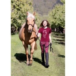 Kerrits Kids' Knee Patch Performance Tights - Ruby Brushstroke -Kensington Shop 610057 800 800