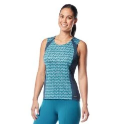 Kerrits Women's Always Cool Ice Fil Tank - Peacock Iron Bouquet/Lagoon -Kensington Shop 610198 800 800
