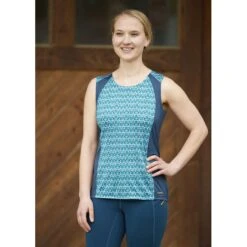 Kerrits Women's Always Cool Ice Fil Tank - Peacock Iron Bouquet/Lagoon -Kensington Shop 610200 800 800