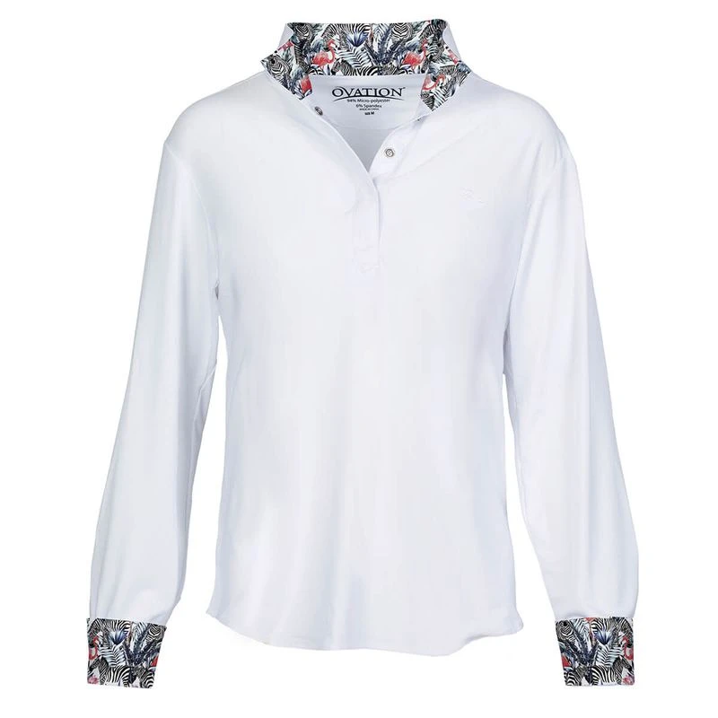 Ovation Kids' Ellie Quarter Snap Show Shirt - White/Zebra 1 Ovation Kids' Ellie Quarter Snap Show Shirt - White/Zebra