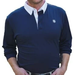 Romfh Men's Long Sleeve Polo Shirt - Dark Navy/White