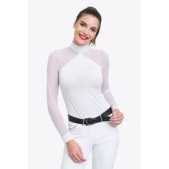 Cavalliera Women's Marielle Long Sleeve Show Shirt - White/White -Kensington Shop 644348 800 800