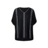 EQL Women's Embroidered EQ Stripe Top - Black