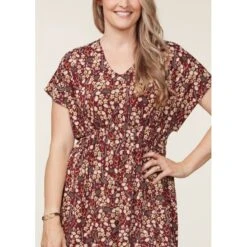 EQL Women's Inspired V-Neck Dress - Sangria Hoofprint Meadow -Kensington Shop 645023 800 800