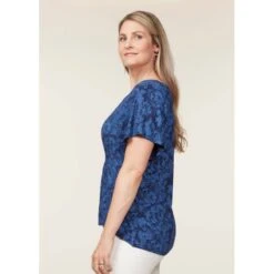 EQL Women's Allure Ecovero Short Sleeve Top - Ink Countryside -Kensington Shop 645267 800 800