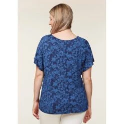 EQL Women's Allure Ecovero Short Sleeve Top - Ink Countryside -Kensington Shop 645268 800 800