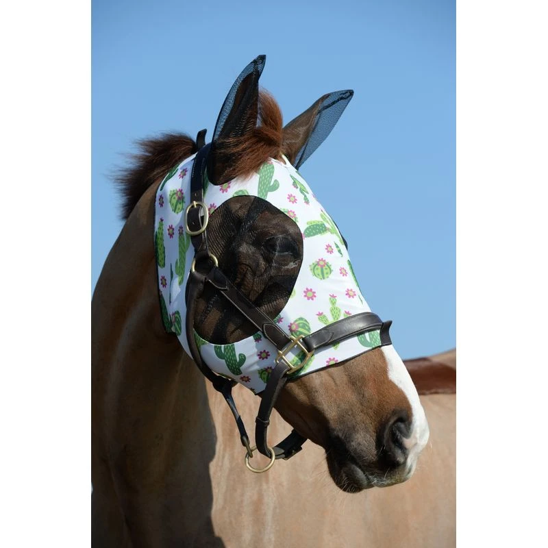 Weatherbeeta Deluxe Stretch Bug Eye Saver W/Ears - Cactus Print 2 Weatherbeeta Deluxe Stretch Bug Eye Saver W/Ears - Cactus Print - Image 2