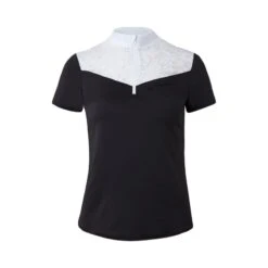 B Vertigo Women's Kayla Laced Short Sleeved Show Shirt - Dark Navy