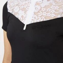 B Vertigo Women's Kayla Laced Short Sleeved Show Shirt - Dark Navy -Kensington Shop 649948 800 800