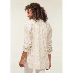 EQL Women's Soft Touch Print Button Up Shirt - Latte Countryside -Kensington Shop 650520 800 800