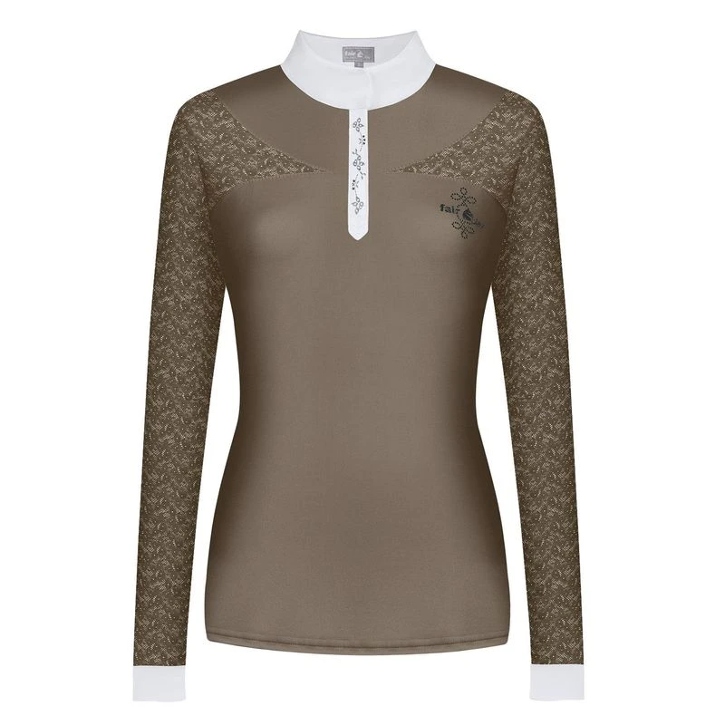 Fair Play Women's Alexis Long Sleeve Competition Shirt - Taupe Grey 1 Fair Play Women's Alexis Long Sleeve Competition Shirt - Taupe Grey