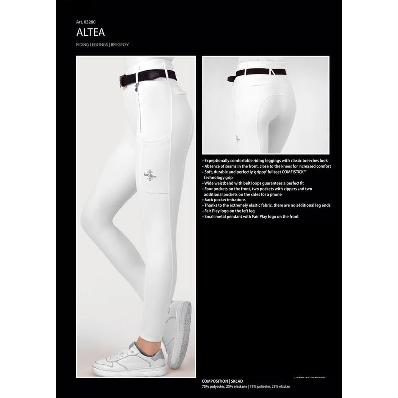 Fair Play Women's Altea Full Seat Tights - White 4 Fair Play Women's Altea Full Seat Tights - White - Image 4