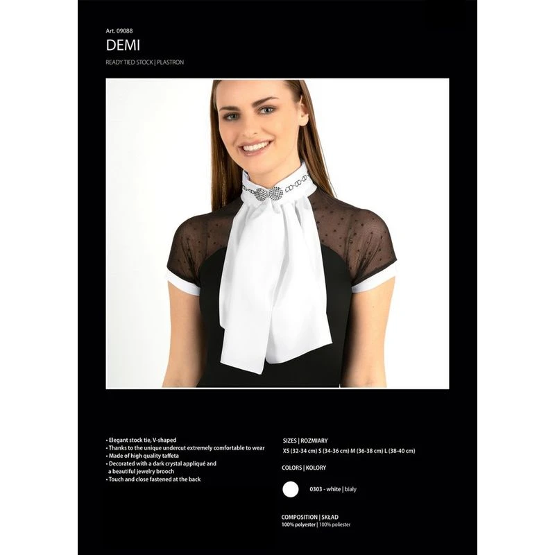 Fair Play Demi Fleur Ready Tied Stock Tie - White 2 Fair Play Demi Fleur Ready Tied Stock Tie - White - Image 2