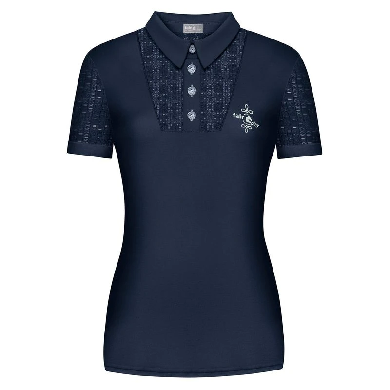 Fair Play Women's Alina Short Sleeve Polo Shirt - Navy 1 Fair Play Women's Alina Short Sleeve Polo Shirt - Navy