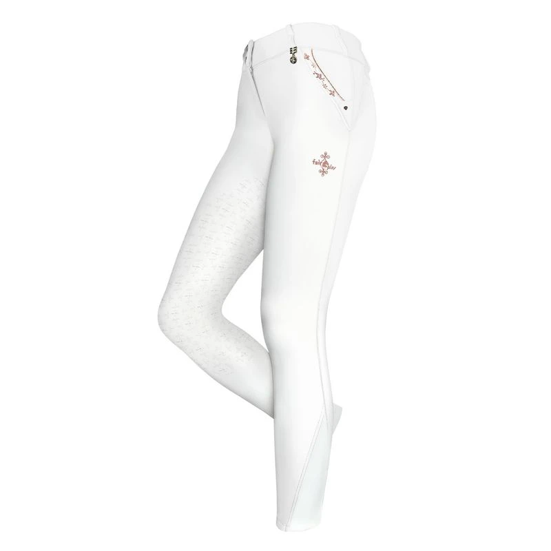 Fair Play Women's Jasmine Fleur Rose Gold Full Seat Breeches - White 1 Fair Play Women's Jasmine Fleur Rose Gold Full Seat Breeches - White