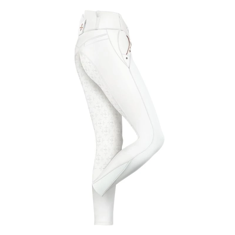 Fair Play Women's Jasmine Fleur Rose Gold Full Seat Breeches - White 2 Fair Play Women's Jasmine Fleur Rose Gold Full Seat Breeches - White - Image 2