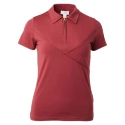 Horze Women's Lyla Technical Polo Shirt - Rhubarb Dark Red