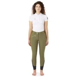 Horze Women's High Waist Full Seat Breeches W/Crystals - Winter Moss Green -Kensington Shop 677395 800 800
