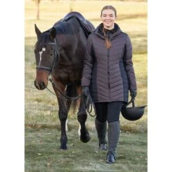 Kerrits Women's Horsey Houndstooth Insulated Parka - Java Houndstooth/Black -Kensington Shop 682953 800 800