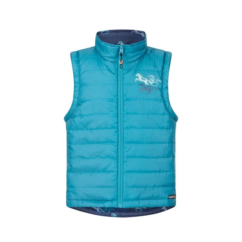 Kerrits Kids' Pony Tracks Reversible Quilted Vest - Ink Run Free/Peacock 1 Kerrits Kids' Pony Tracks Reversible Quilted Vest - Ink Run Free/Peacock