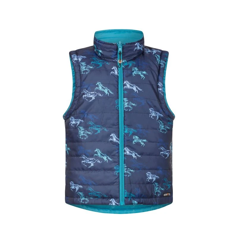 Kerrits Kids' Pony Tracks Reversible Quilted Vest - Ink Run Free/Peacock 2 Kerrits Kids' Pony Tracks Reversible Quilted Vest - Ink Run Free/Peacock - Image 2