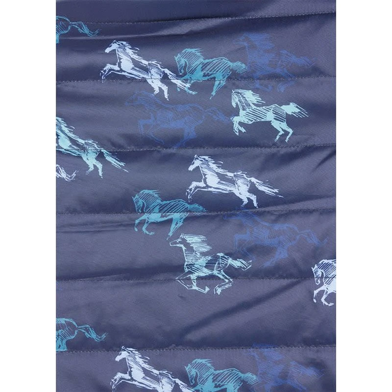 Kerrits Kids' Pony Tracks Reversible Quilted Vest - Ink Run Free/Peacock 4 Kerrits Kids' Pony Tracks Reversible Quilted Vest - Ink Run Free/Peacock - Image 4