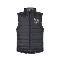 Kerrits Kids' Pony Tracks Reversible Quilted Vest - Black Run Free/Black