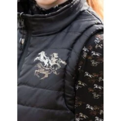 Kerrits Kids' Pony Tracks Reversible Quilted Vest - Black Run Free/Black -Kensington Shop 683318 800 800